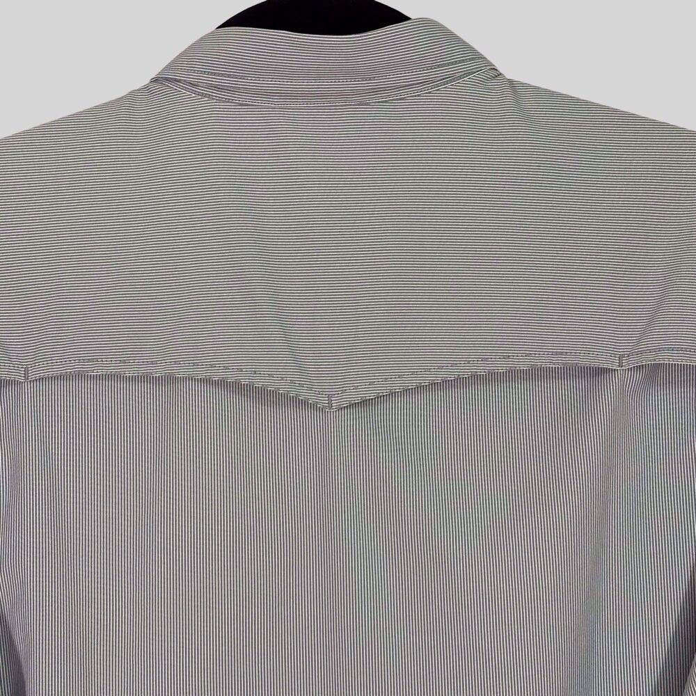 Poncho Pearl Snap Western Shirt Mens XL Slim Fit Gray Striped Vented Performance - Picture 6 of 11
